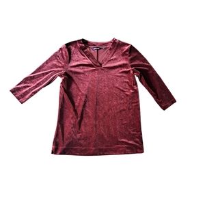 Lands' End Women's Petite Size Large Velvet Red Sweater.